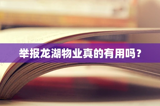 举报龙湖物业真的有用吗？