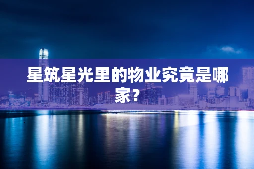 星筑星光里的物业究竟是哪家？