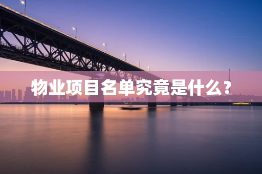 物业项目名单究竟是什么？