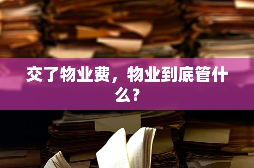 交了物业费，物业到底管什么？