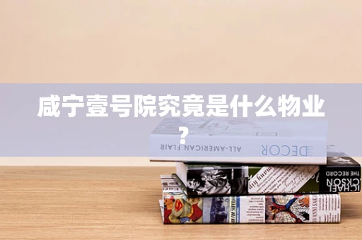咸宁壹号院究竟是什么物业？