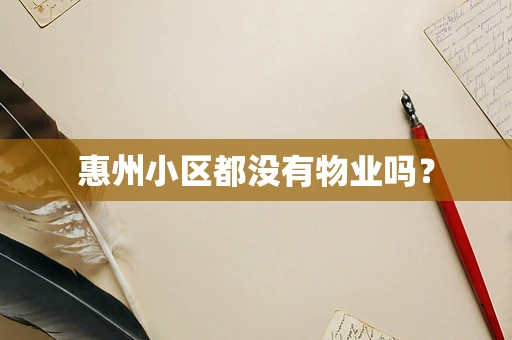 惠州小区都没有物业吗？