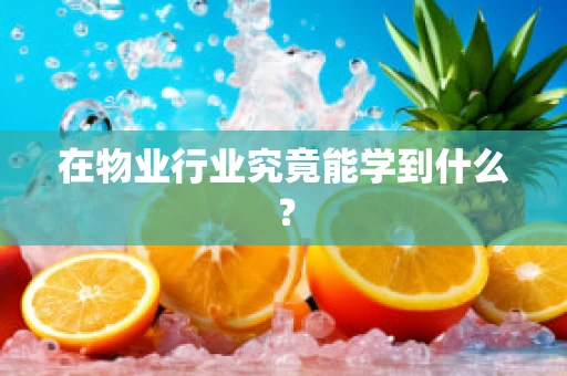 在物业行业究竟能学到什么？